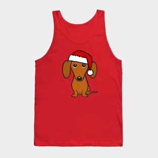 Dachshund Wearing A Santa Hat Cute Wiener Dog Christmas Tank Top